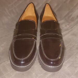Franco Sarto Shiny Black Slip-On Loafers